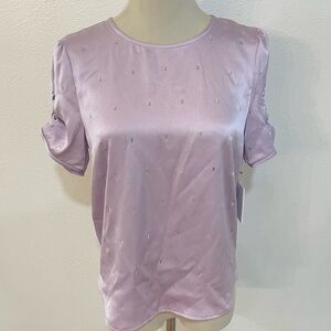 209wst38 Lilac Rhinestone Detail Blouse